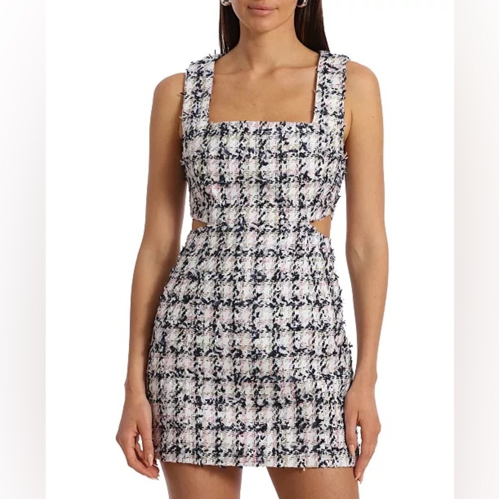 Avec Les Filles Tweed Mini Dress in Black and White